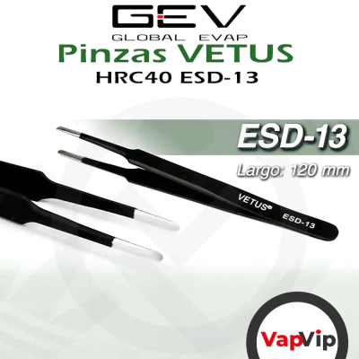 Pinzas antiestáticas Vetus ESD-13 negra punta roma 120mm