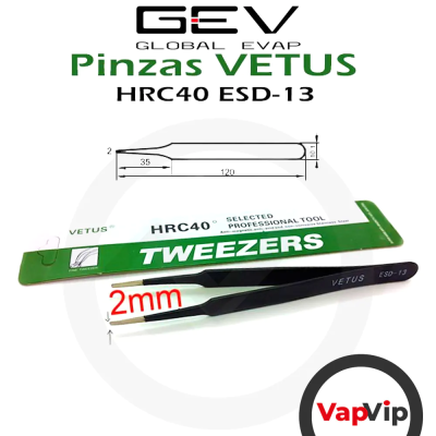 Vetus Tweezers ESD-13 Black Anti-Static Round Tipped 120mm