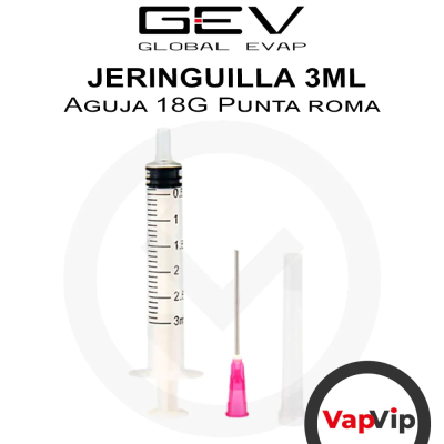 Jeringuilla 3ml 18G Punta roma Vapeo