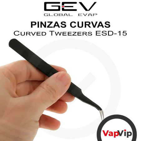 Pinzas Curvas ESD-15 negra punta curva 115mm