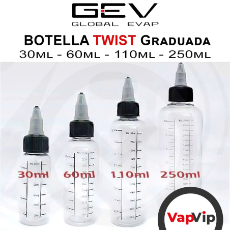 Graduated Twist bottle for e-liquid 30ml - 60ml - 110ml - 250ml