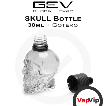 SKULL Botella de vidrio para eliquido Calavera 30ml