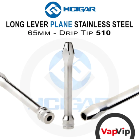 Drip Tip 510 LONG LEVER PLANE Inox - HCigar