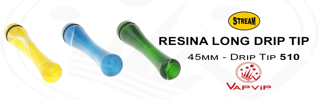 Drip Tip 510 Largo Resina Acrílica 45mm colores