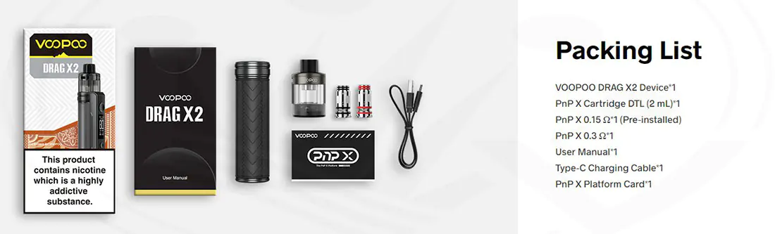 Los mejores cigarrillos electrónicos y equipos de vapeo en España DRAG X2 Voopoo Kit Contents