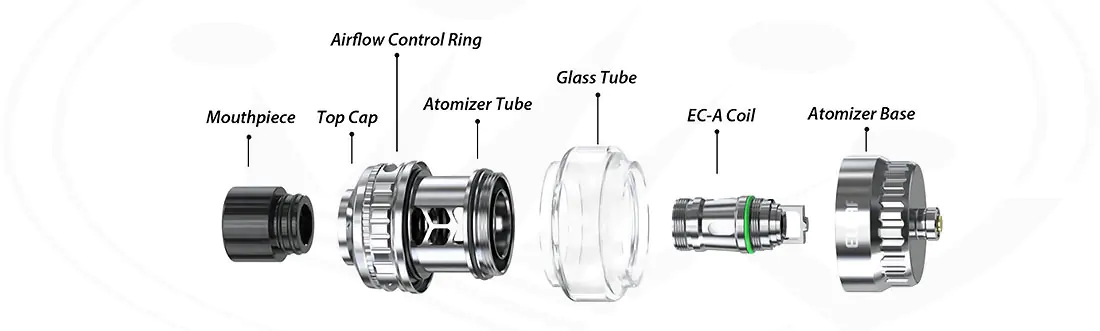 Cigarrillos electronicos y vapeo en España Exploded Melo 6 Atomizer Eleaf in Spain