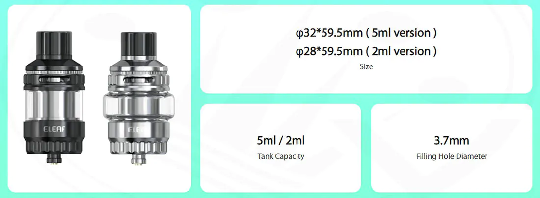 Cigarrillos electronicos y vapeo en España Specifications Melo 6 Atomizer Eleaf in Spain