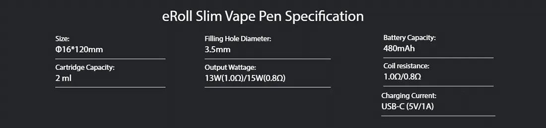 Detalles Técnicos eRoll SLIM Pod Joyetech