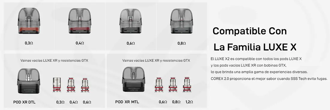 Los mejores cigarrillos electrónicos y equipos de vapeo en España Luxe 2 Vaporesso Compatibility