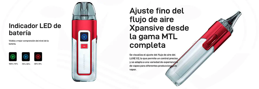 Los mejores cigarrillos electrónicos y equipos de vapeo en España Vaporesso Luxe X2 Air Regulation