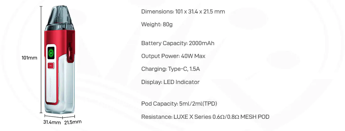 Los mejores cigarrillos electrónicos y equipos de vapeo en España Vaporesso Luxe X2 Features