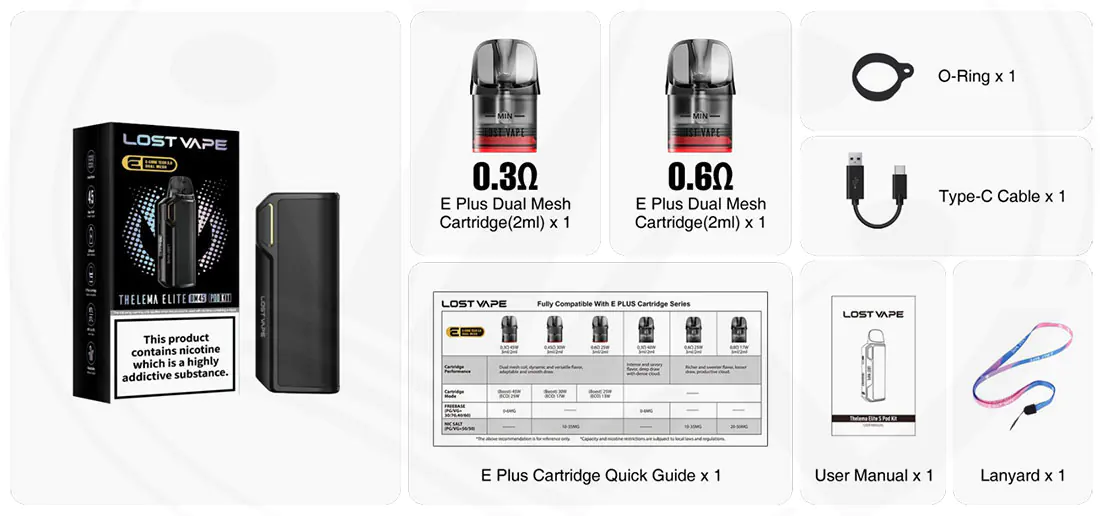 Los mejores cigarrillos electrónicos y equipos de vapeo en España Contenido del kit Lost Vape Thelema Elite DM45