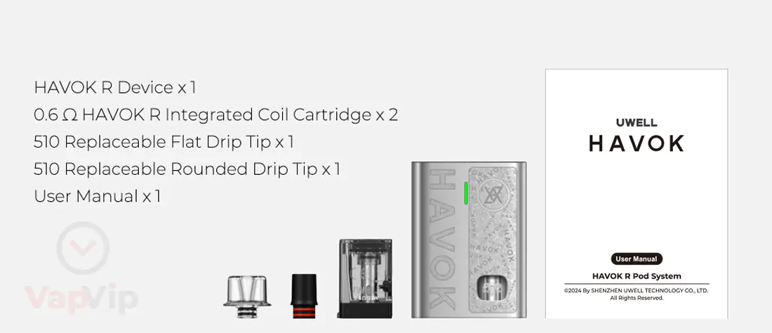Contenido del Havok R Pod Uwell
