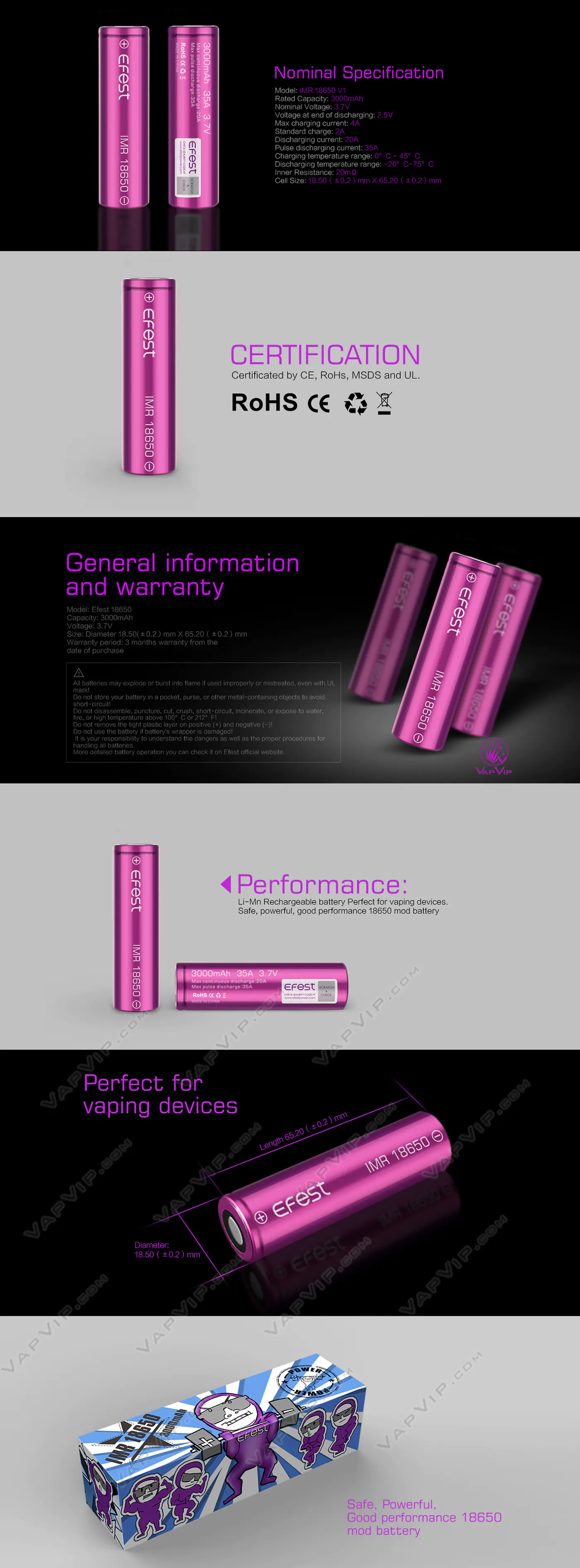 Diseño de etiqueta Efest 18650 3000mAh
