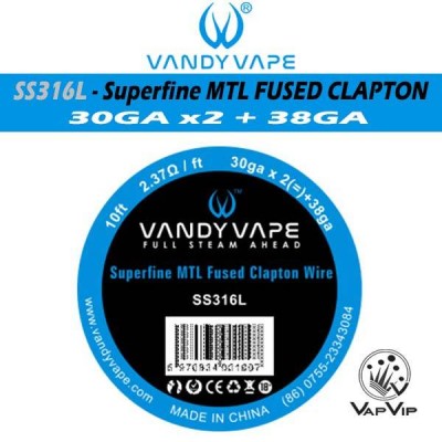 SS316L Superfine MTL FUSED CLAPTON - 3m Coil Wire Roll - Vandy Vape