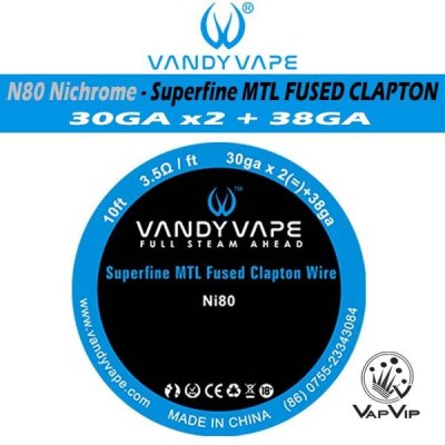 N80 Nichrome Superfine MTL FUSED CLAPTON - 3 m Hilo para Resistencias- Vandy Vape