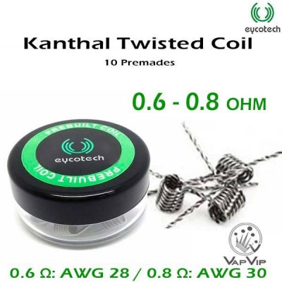 10 Premades Kanthal TWISTED Coil Prebuilt by Eycotech