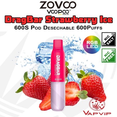 STRAWBERRY ICE DragBar 600S Pod Desechable - Voopoo Zovoo