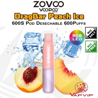 PEACH ICE DragBar 600S Disposable Pod - Voopoo Zovoo