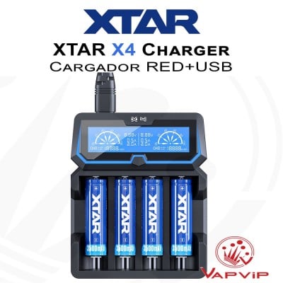 Xtar X4 RED+USB Kit Battery Universal Charger LCD Screen