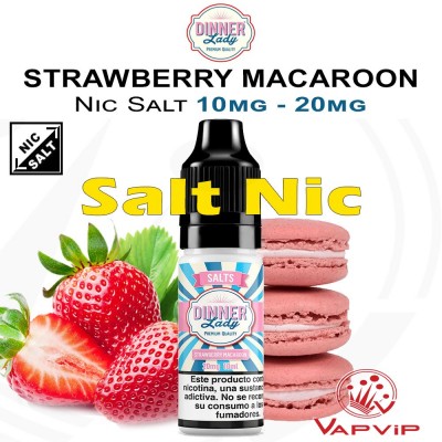 Nic Salt Strawberry Macaroon Sales de Nicotina e-líquido 10ml - Dinner Lady