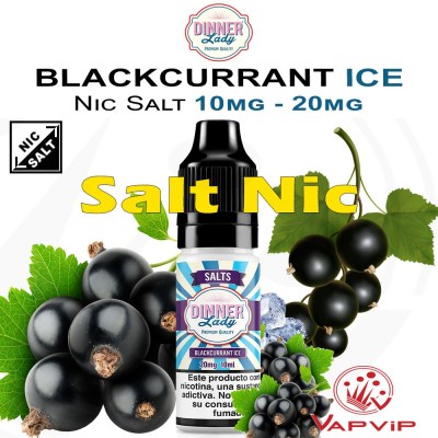 Nic Salt BLACKCURRANT ICE Sales de Nicotina e-líquido 10ml - Dinner Lady