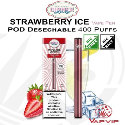 Disposable Pod STRAWBERRY ICE Vape Pen - Dinner Lady Bar