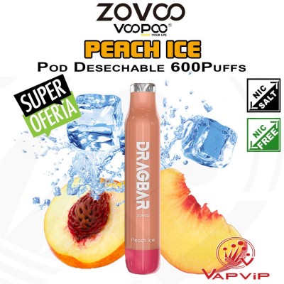 PEACH ICE DragBar 600 Zovoo Disposable Pod - Voopoo