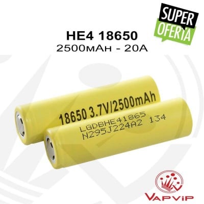 LG HE4 20A 2500mAh 18650 Batería