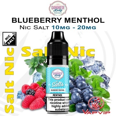 Nic Salt BLUE MENTHOL Sales de Nicotina e-líquido 10ml - Dinner Lady