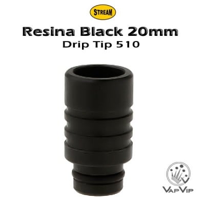 Drip Tip Resina 20mm estriado Negro 510