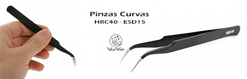 Pinzas Curvas ESD-15 negra punta curva 115mm