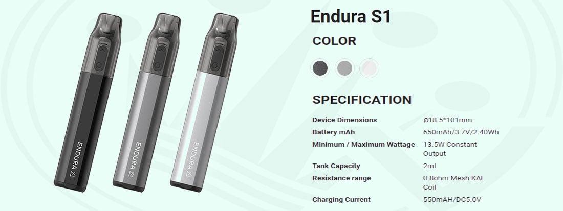 Specifications ENDURA S1 Innokin Disposable Kit