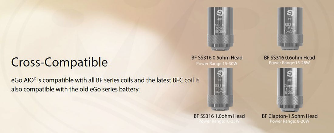 Full compatibility with eGo AIO2 Kit by Joyetech resistors