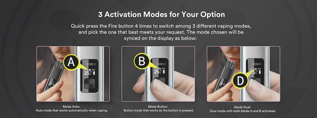 Vaping modes PROD-2 Vaper by Vaptio