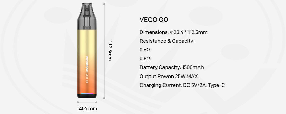 Technical Specifications Vaporesso VECO GO Kit