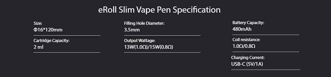 Technical Details eRoll SLIM Pod Joyetech