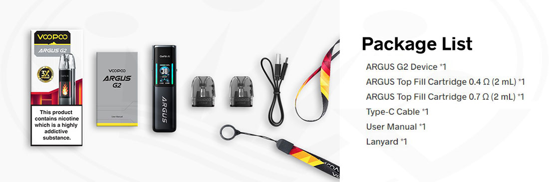 Contenido ARGUS G2 Pod Voopoo