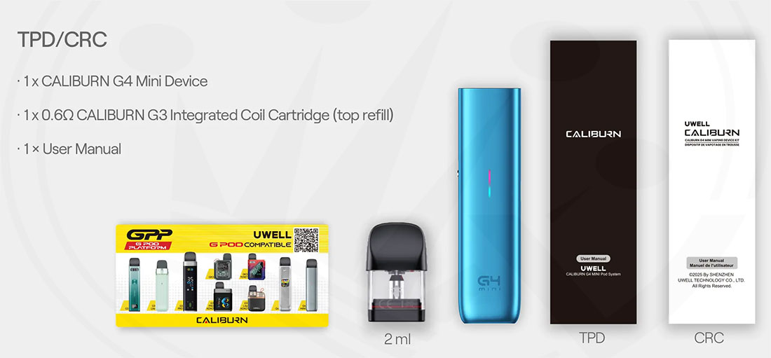 Contenido Caliburn G4 Mini Uwell