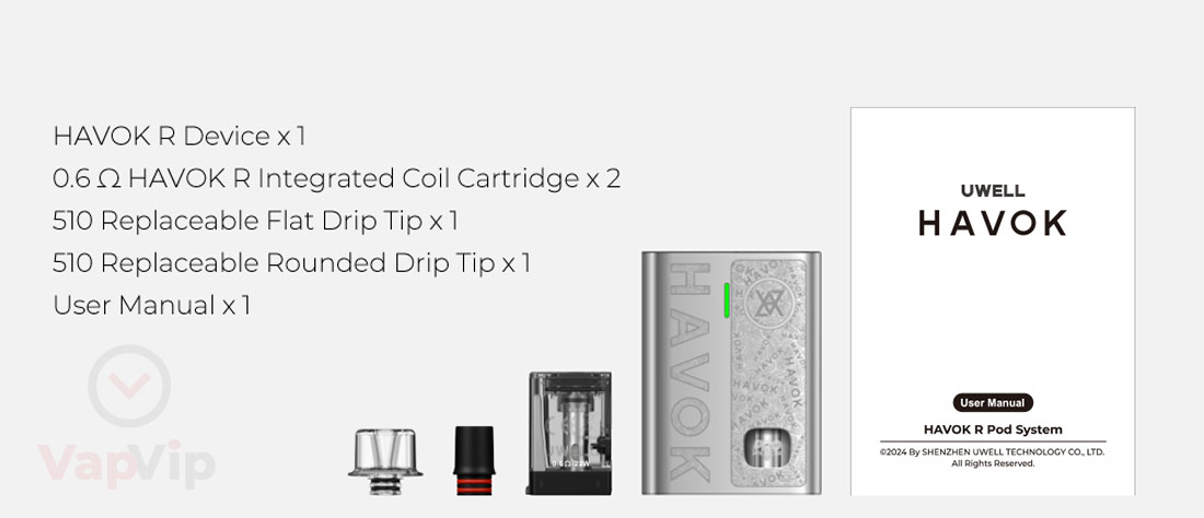 Contenido del Havok R Pod Uwell