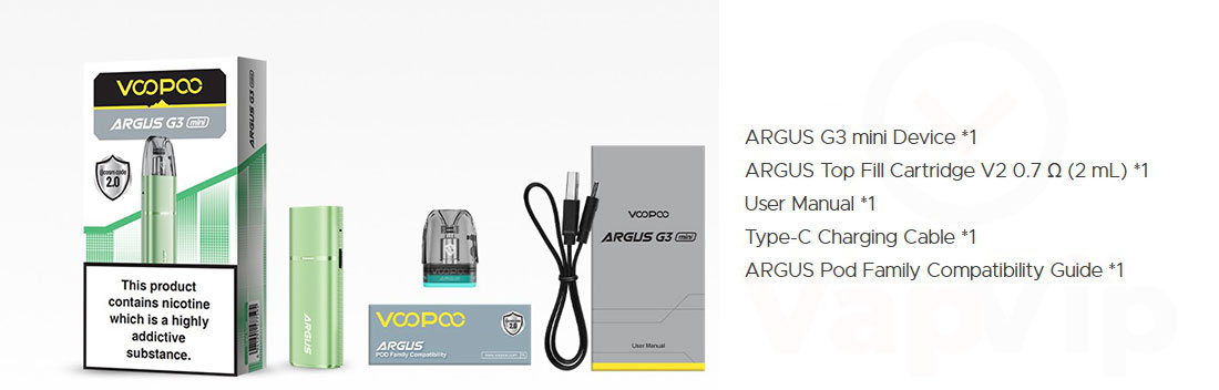 Contenido del Argus G3 Mini Voopoo